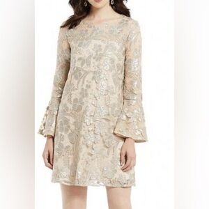 NWT Badgley Mischka Sequin Bell Sleeve Formal Dress